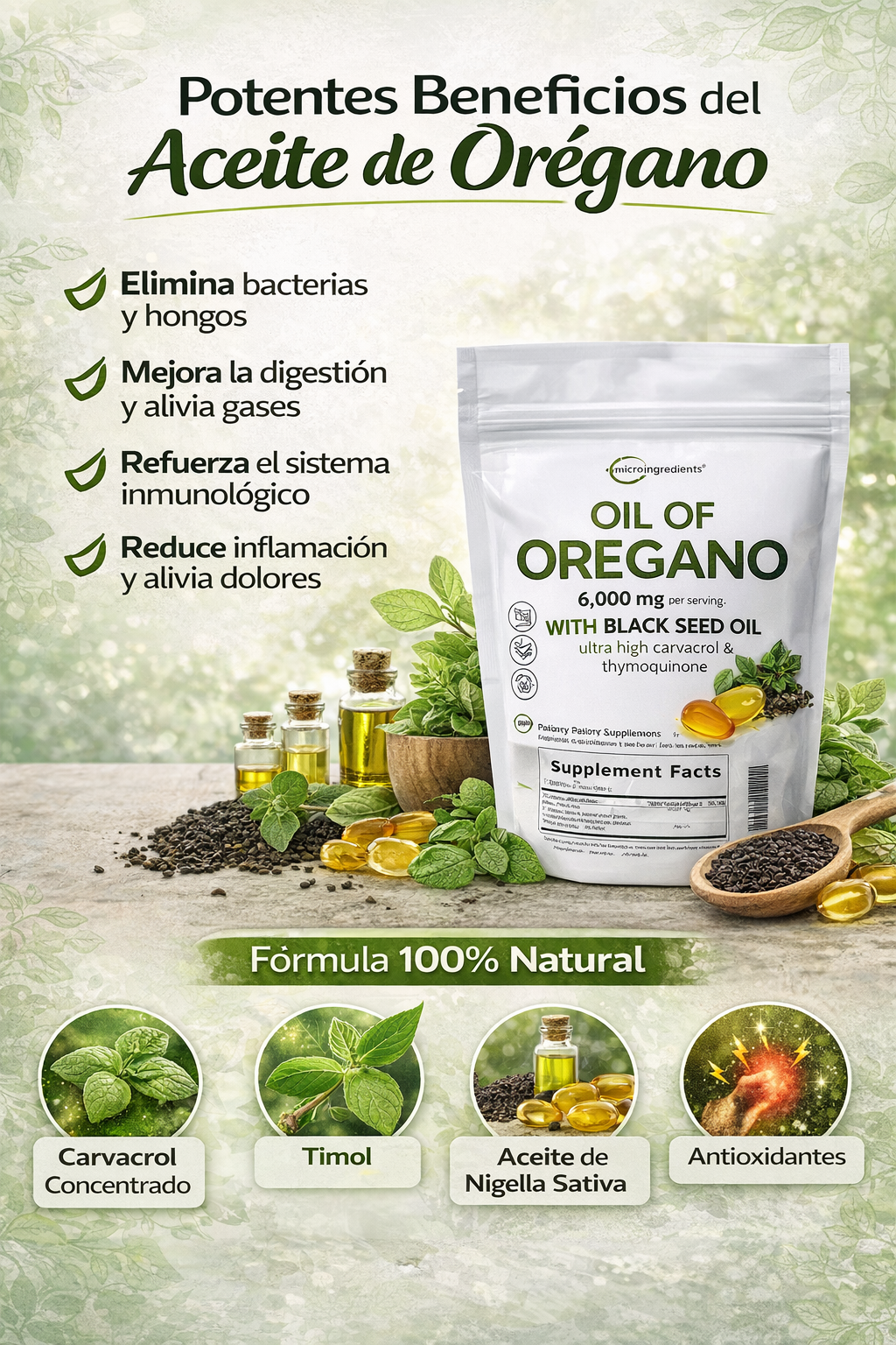 Aceite de Orégano 100% Natural para la Digestión